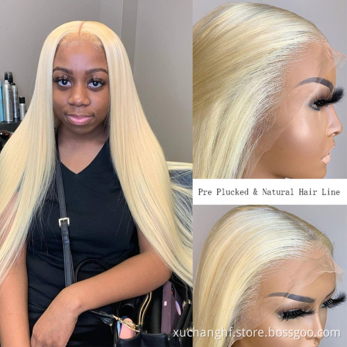 180 Density Virgin Hd Transparent Swiss Lace Front Hair Wigs,13x6 Lace Frontal Wigs ,613 Blonde Human Hair Wigs